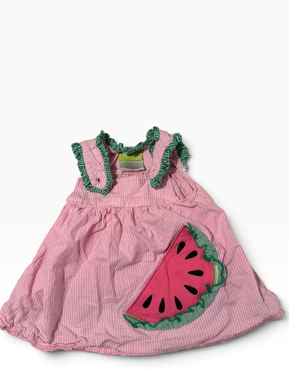 Girls Pink Watermelon Sundress with Green Trim